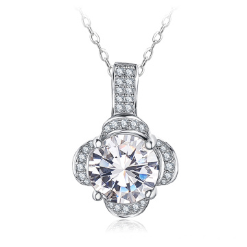 Custom Clover Pave AAA Zircon Ladie Wedding Jewelry Necklace (CNL0209-B)